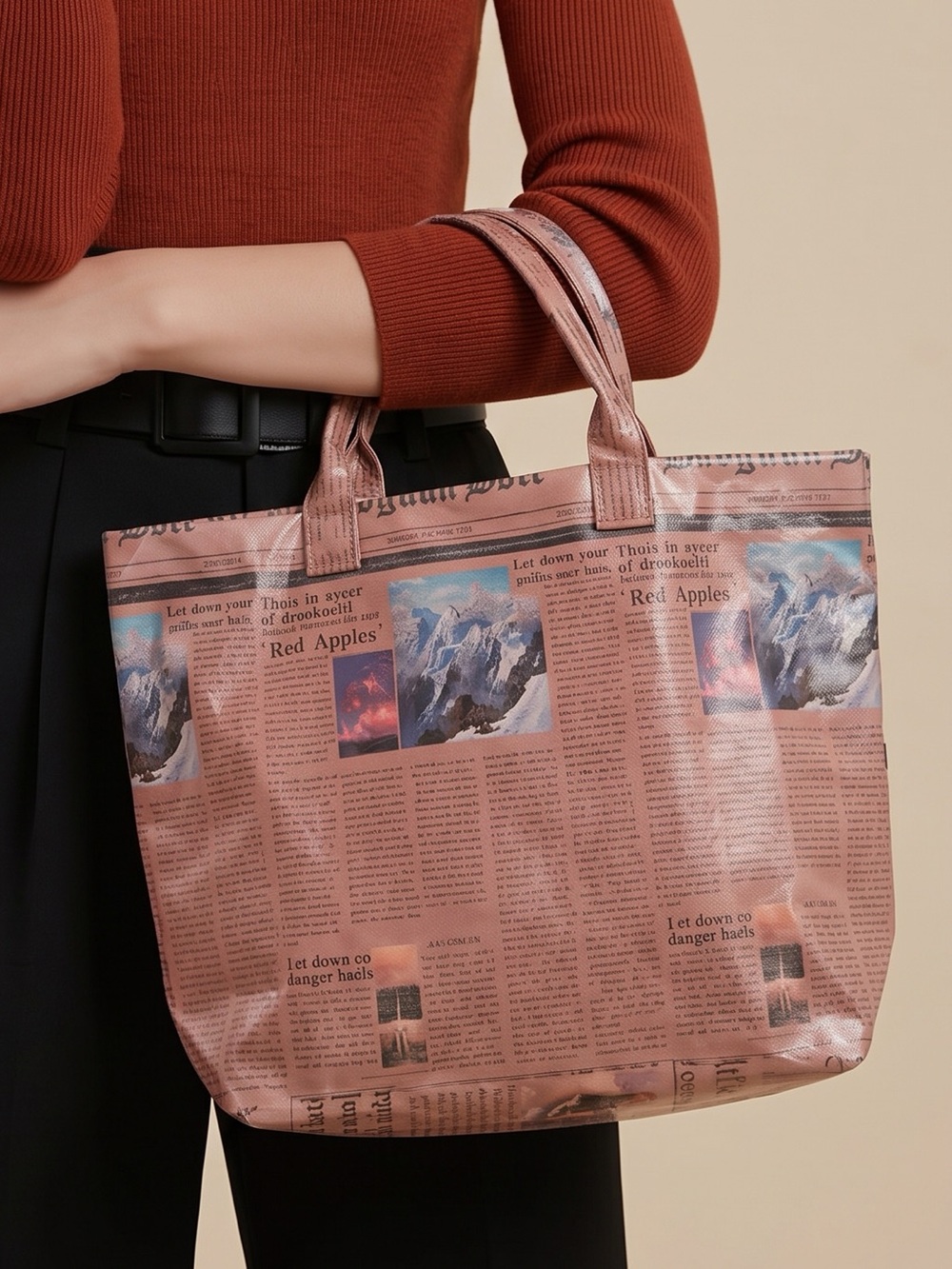 Women's Newspaper-Print Tote Bag